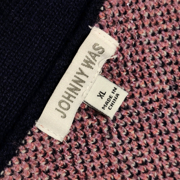 Johnny Was Shana Star Wool Cardigan Sweater Size XL Pink Blue Stars Sparkly NWOT - Picture 3 of 16